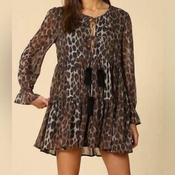 By Together Leopard Print Mini Dress Size Small EUC - Picture 1 of 7